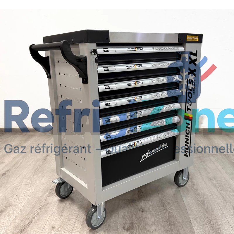 Servante d’atelier 7 tiroirs 6 outillés MunichTools Grey Line – Armoire latérale