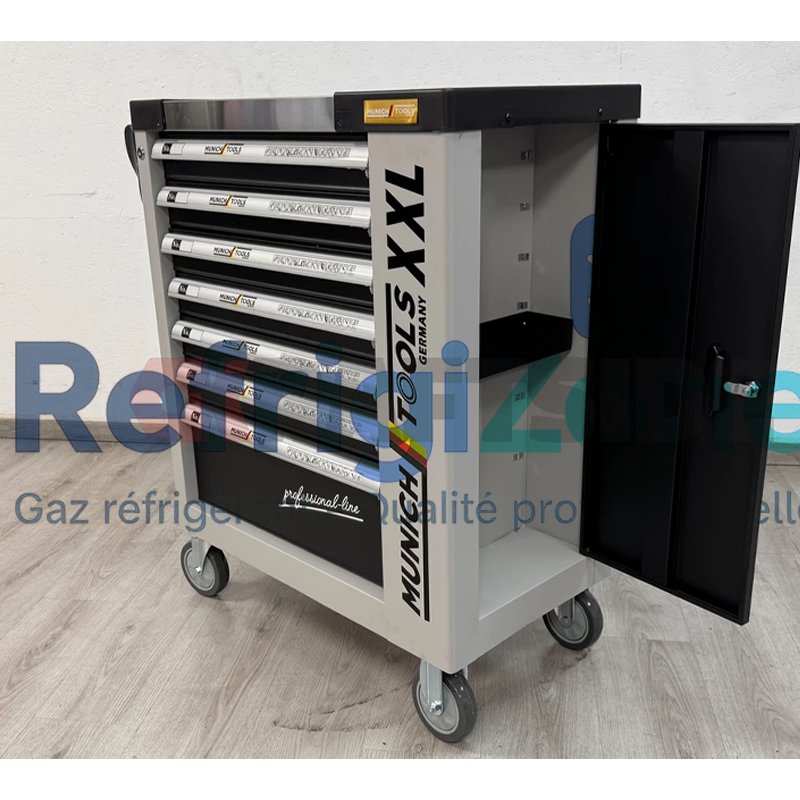 Servante d’atelier 7 tiroirs 6 outillés MunichTools Grey Line – Armoire latérale